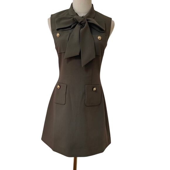 Self-Portrait Khaki Twill Mini Dress US 6 - Picture 7 of 12